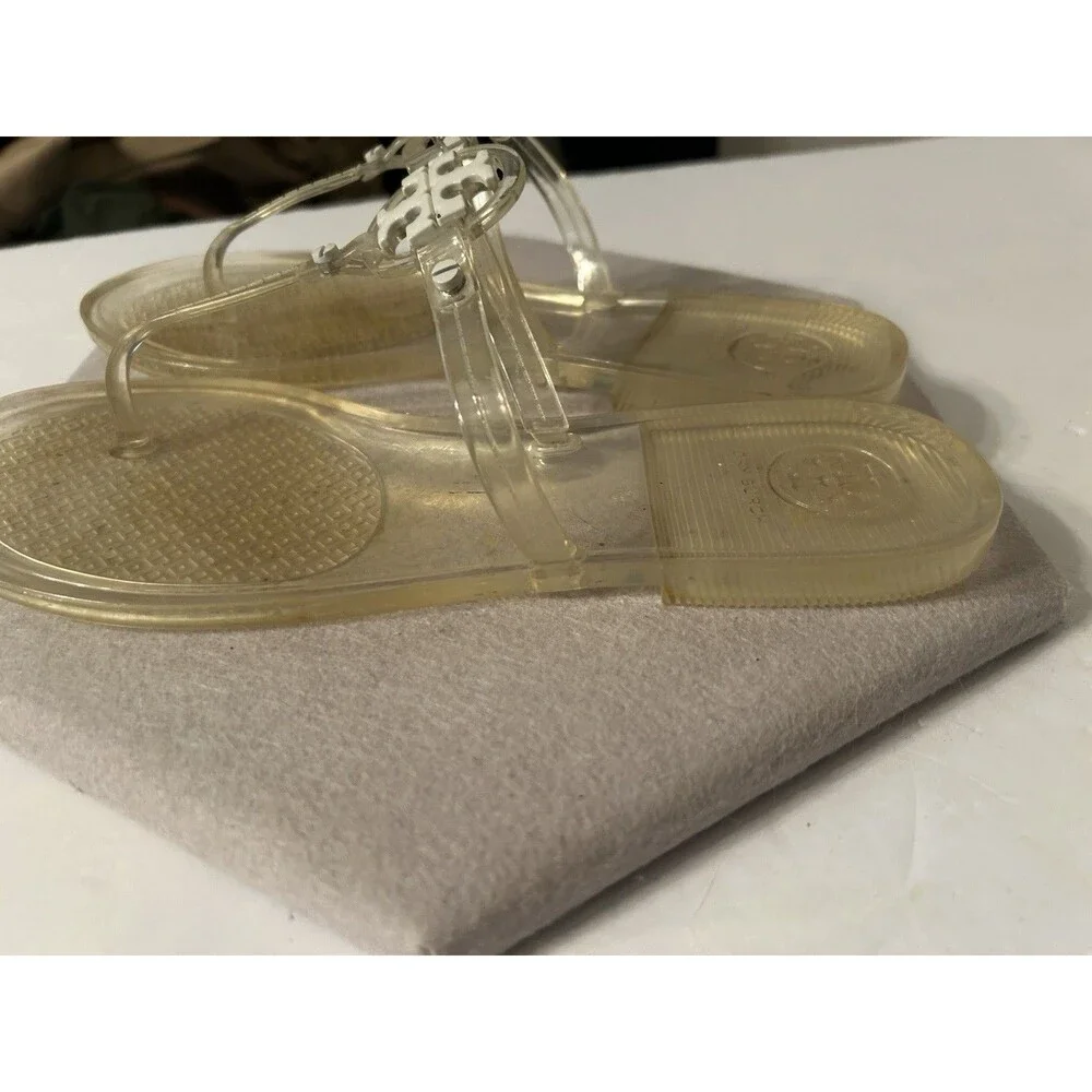 Tory Burch Mini Miller Clear Jelly With White Logo Womens Size 6
